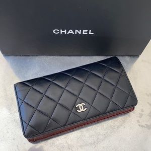 Chanel Logo Quilted Bifold Wallet